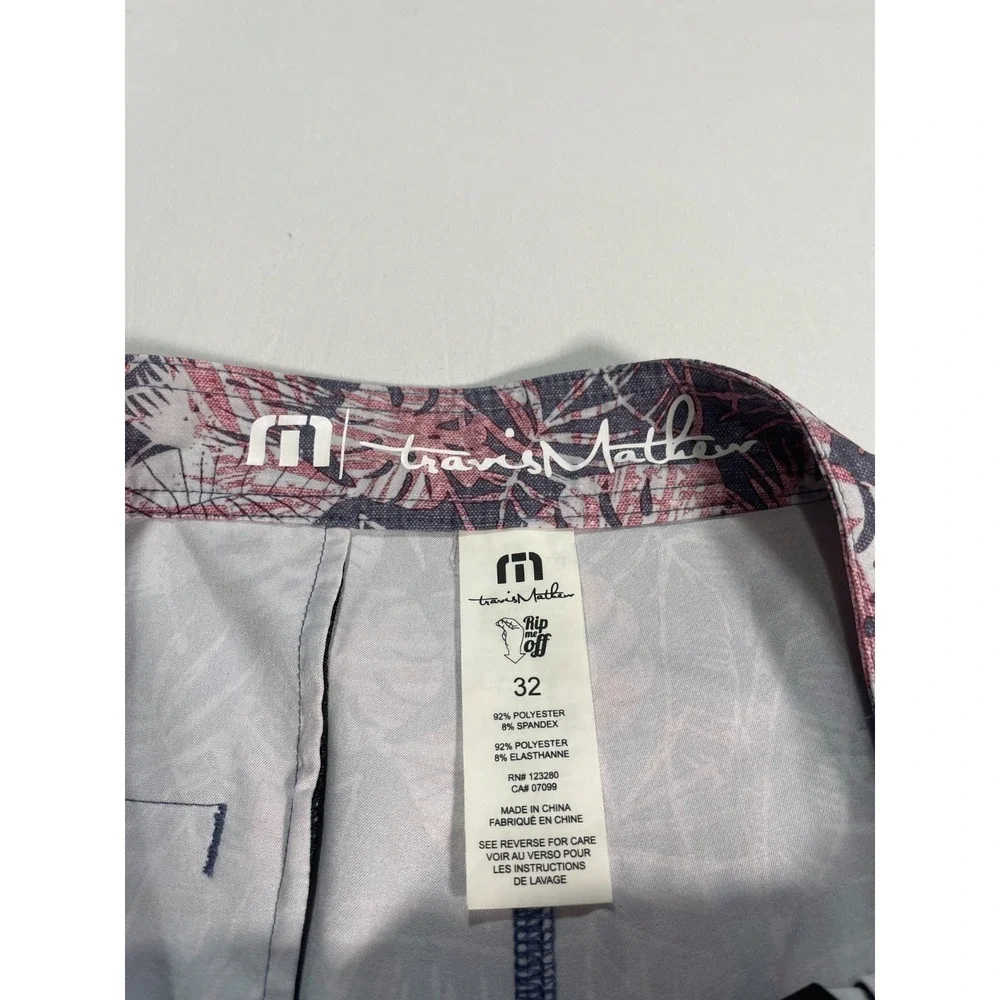 Travis Mathew Floral Board‎ Shorts Swim Trunks Mens Size 32 Red Pink
